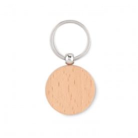 Toty Wood ronde sleutelhanger - hout - Ø 4 cm