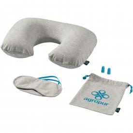 Miami reisset - polyester en katoen - nekkussen, slaapmasker - oordopjes - verpakt in tasje