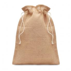 Medium geschenkzak 25 x 32 cm - jute - trekkoord sluiting