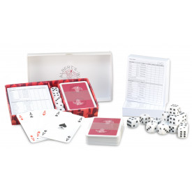 Speldoos - speelkaartenset, scoreblok en 5 dobbelstenen