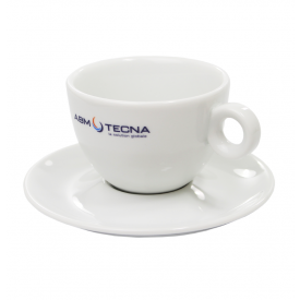 Cappuccino kop en schotel - 200ml - porselein - wit - klein oortje