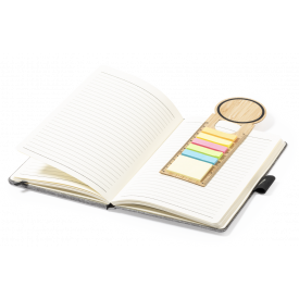 Tecin liniaal - bamboe - 13 cm - boekenlegger met plakbriefjes