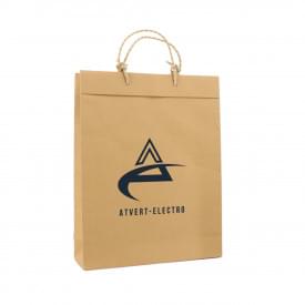 Luxe papieren kraft tas 180 g/m² - A4+ - bruin - met omslag - papieren koord