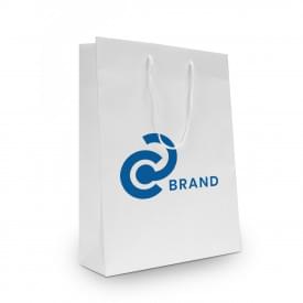 Luxe papieren tas 190 g/m² - A5+ - zwart/wit - glanslaminaat - katoenen koord