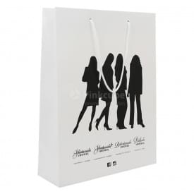 Luxe papieren tas 190 g/m² - A3 - zwart/wit - glanslaminaat - katoenen koord