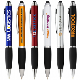 Nash stylus balpen - kunststof - blauwe inkt - metalen details - zwarte grip