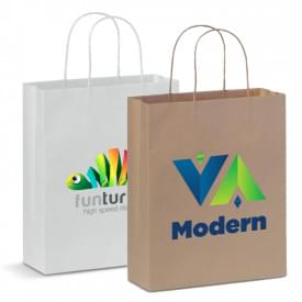 Papieren tas 90 g/m² - A4 - bruin/wit - gedraaid koord