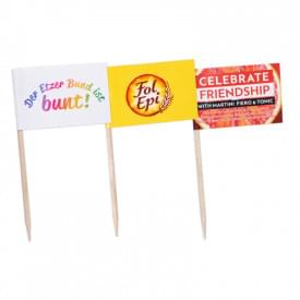 Prikkers met vlaggetjes - 2,5 x 4 cm - houten stokje