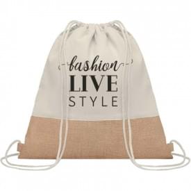 Rugzak - twill katoen - 160 gm/2 - jute detail - met trekkoord