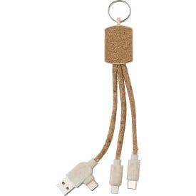 Landry sleutelhanger - RVS en kurk - oplaadkabels