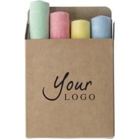 Kartonnen box met stoepkrijt - kalksteenpoeder - in cadeauverpakking