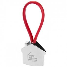 Huis sleutelhanger - metaal - rubberen bandje