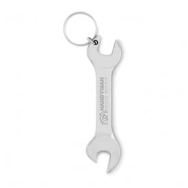Ringsleutel sleutelhanger - metaal - 9.5 cm - met flesopener