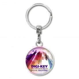 Ronde sleutelhanger - metaal - Ø 3.2 cm - met doming label