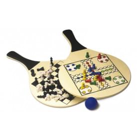 Colby strand tennisracket - inclusief 2 spellen - hout - verpakt in nylon etui