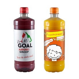 Suikervrije siropen 750 ml - rPET fles - aarbei of sinaasappelsmaak