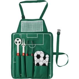 Christina voetbal BBQ set - 78x42 cm - nylon - 635 gram - met voetbal gerelateerde accessoires