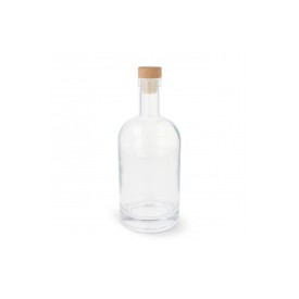 Waterfles 1000 ml - glas - houten dop 