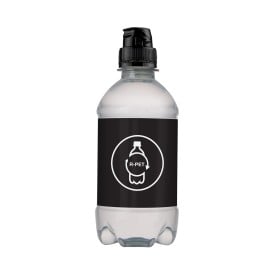 Waterflesje met bronwater 330ml - rPET - met sportdop - diverse kleuren