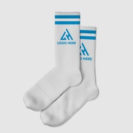 Fast witte sportsok - katoen - one size - met strepen - spoedmodel