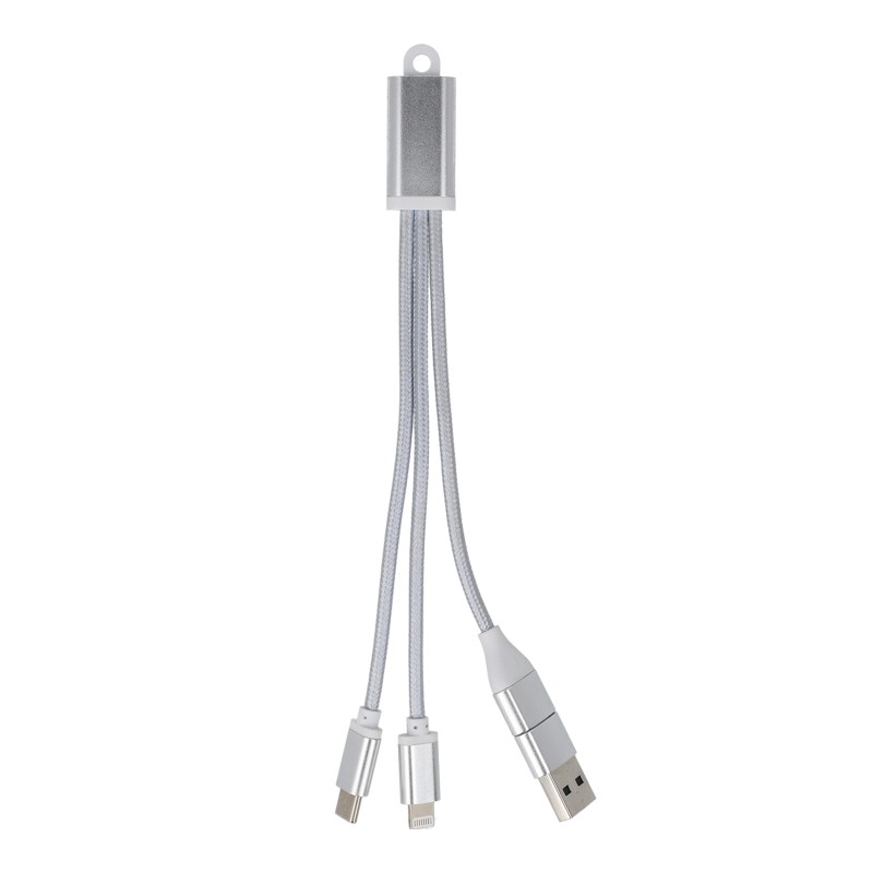 2-in-1 Oplaadkabel USB-A/C naar USB-C & Lightning Aluminium
