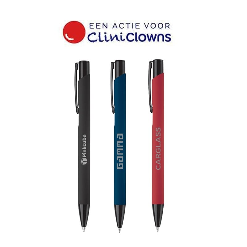 Alicante balpen - metaal - blauwe inkt - rubberised - soft touch