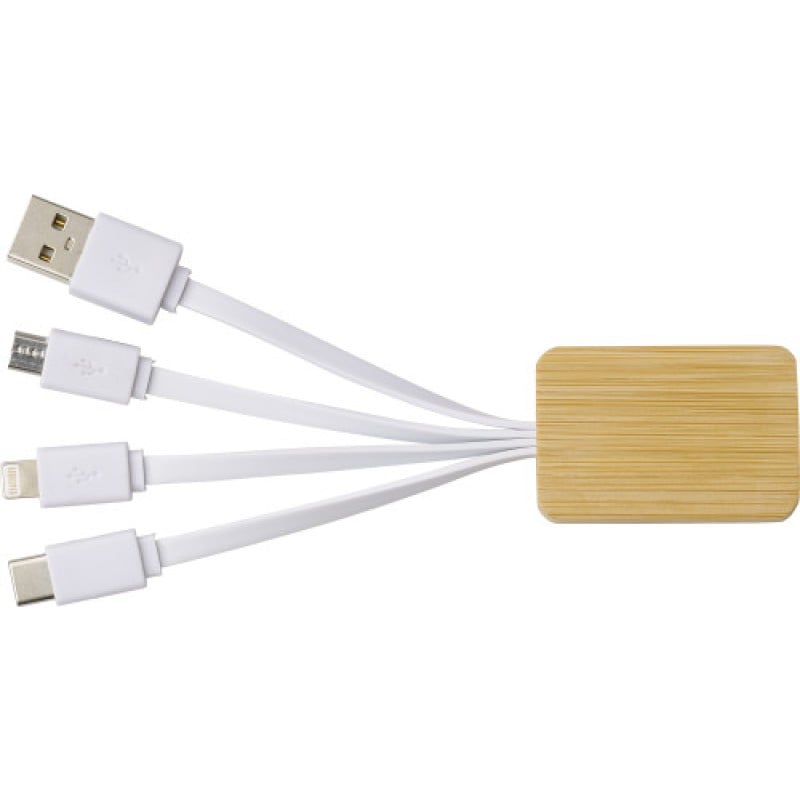Brandan 3 in 1 oplaadkabel - bamboe