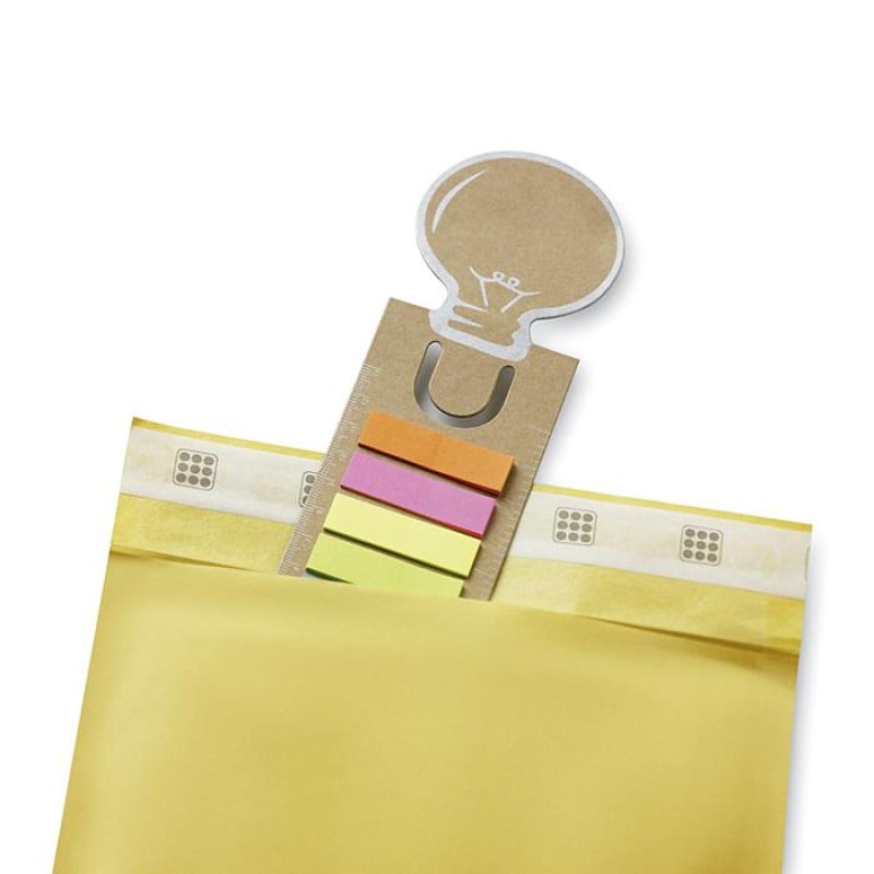 Idea boekenlegger met memo blaadjes - papier - diverse kleuren - boekenlegger in lampvorm
