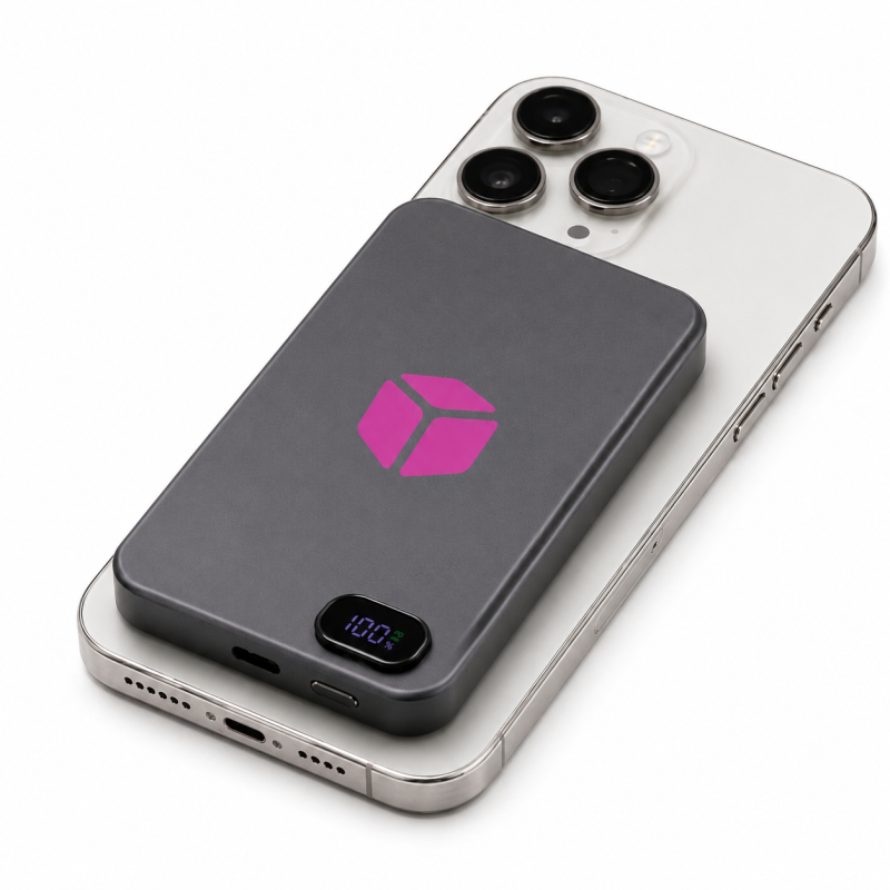 Brandcharger Powerwave powerbank - 5000 mAH - kunststof - draadloos - magnetisch