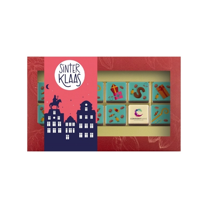 Pinkcube Chocolade Giftbox Sint- 12 blokjes - met eigen logoblokje bedrukken ...