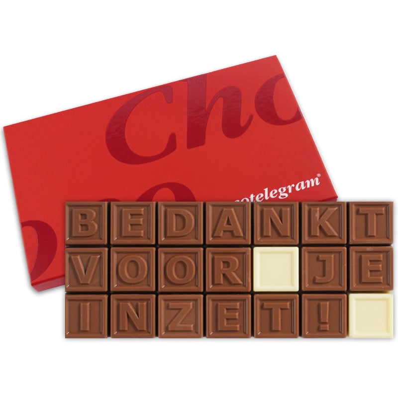 Chocotelegram® - 200 gram - melk en wit - bedankt voor je inzet!