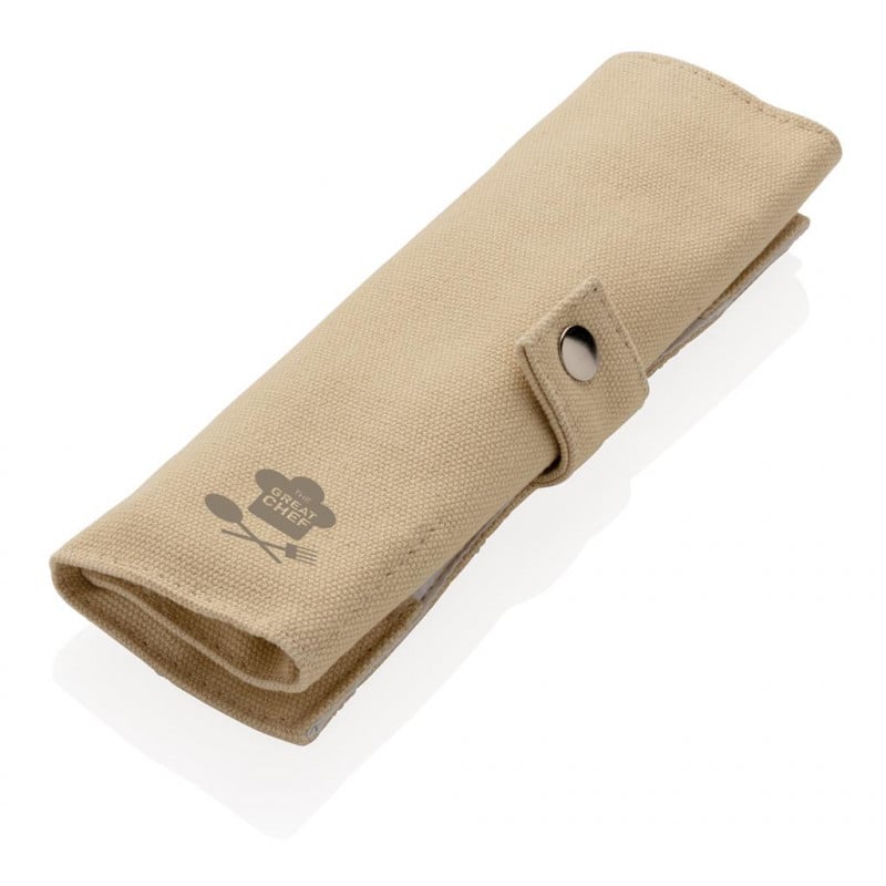 Herbruikbare bestekset - bamboe - 5-delig - in canvas etui