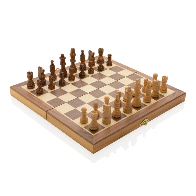 FSC® luxe schaakspel - hout - opvouwbaar - geschenkverpakking