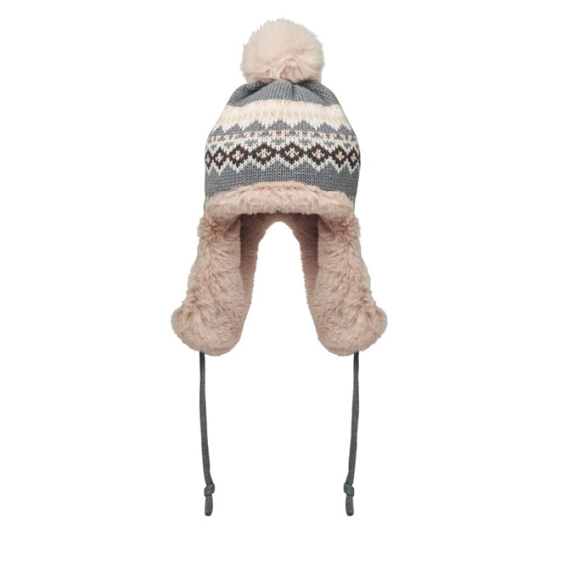 Gebreide muts - oorflappen - fleece voering
