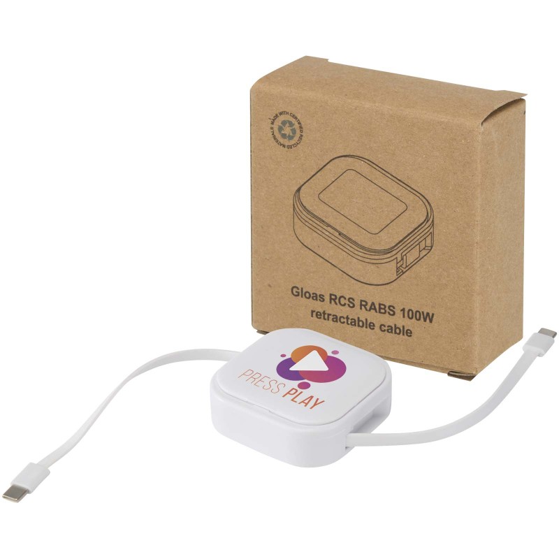 Gloas 5 in 1 gerecyclede, intrekbare datasynchronisatiekabel en snellaadkabel 100 W met smartphonetoolkit
