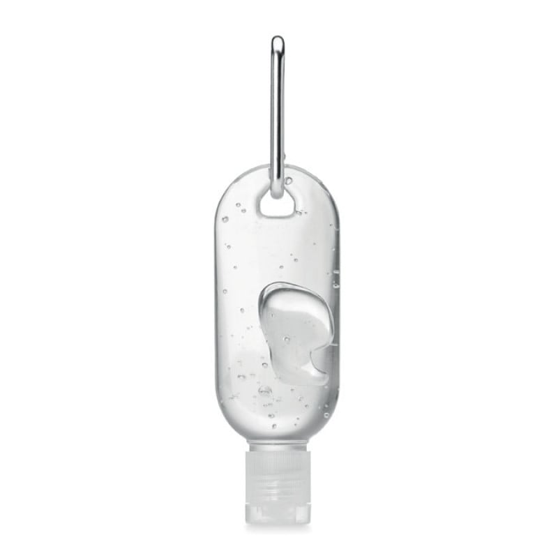 Gel2go handreinigingsgel 30ml - PET flesje - fliptop-dop - karabijnhaak