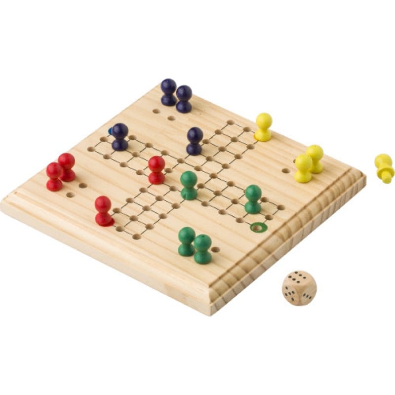 Yasir ludo spel - hout - verpakt in katoenen zakje