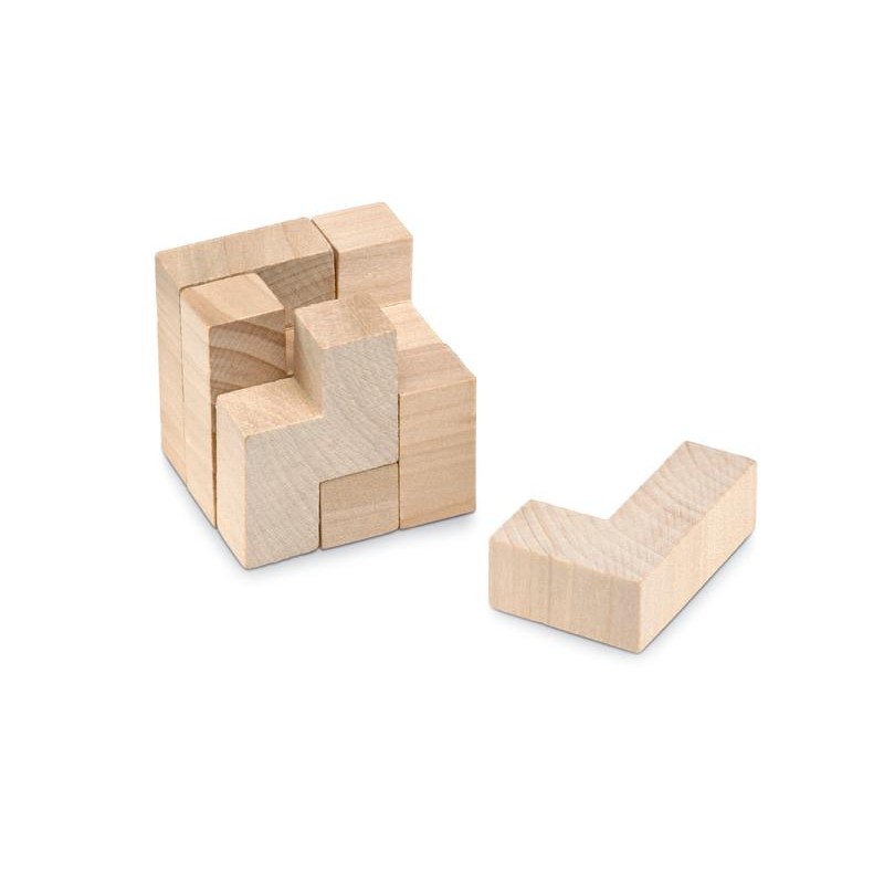 Trikesnats breinbreker - hout - 3 x 3 x 3 kubus - verpakt in katoenen zakje