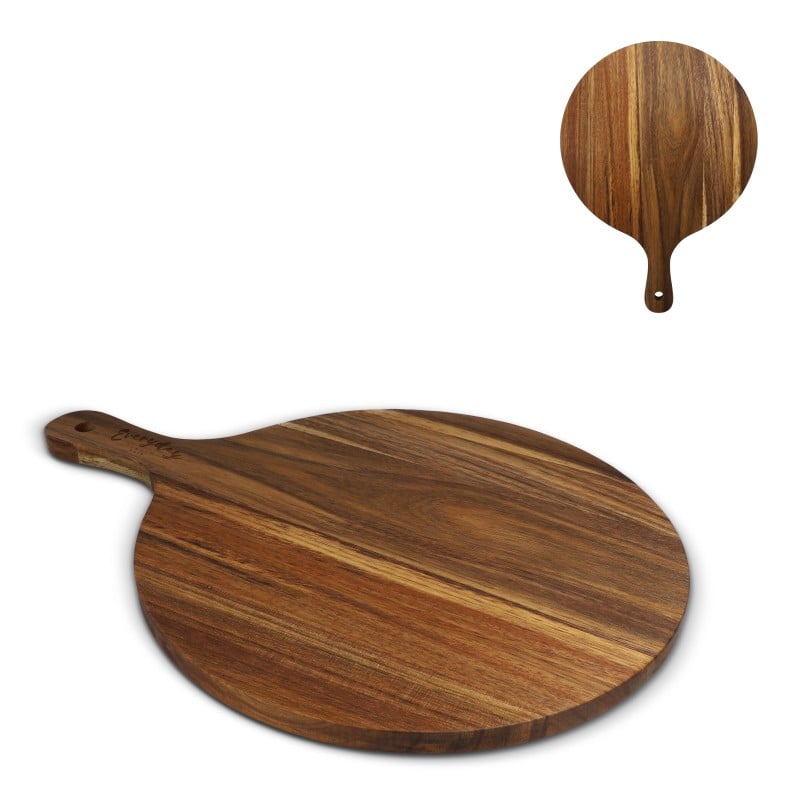 InSideOut serveerplank Ø 31,5 cm - acaciahout - handvat - FSC-gecertificeerd