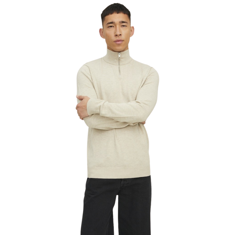 JACK&JONES Emilio Knit Half Zip pullover - heren/unisex - katoen/nylon/viscose - zip-neck