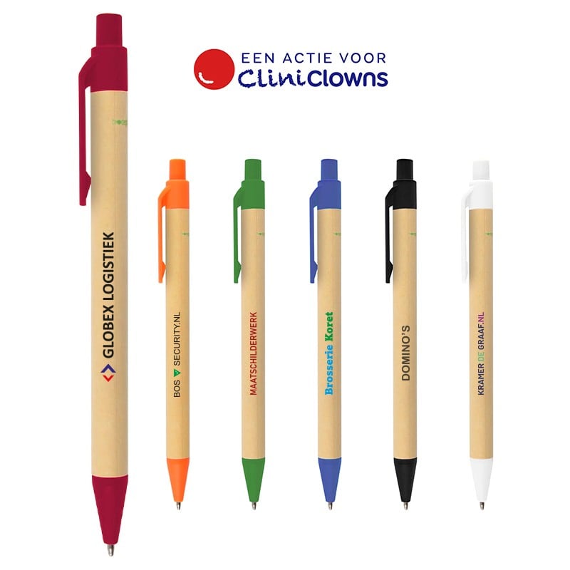 Balpen - karton - blauwe inkt - papieren grip