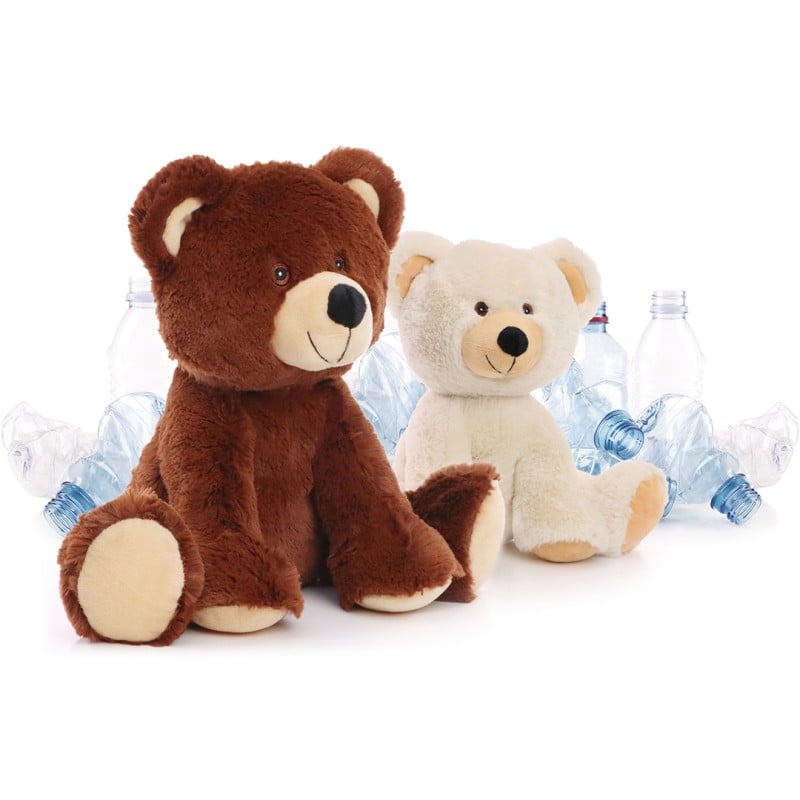 Gerecyclede knuffelbeer - gerecycled polyester - 2 formaten - eigen kleur shirt