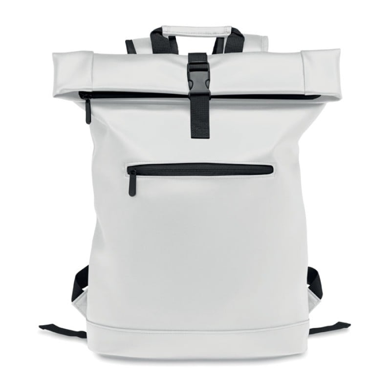 Rolltop laptoprugzak - PU/rPET - 210D - met voorvak met rits