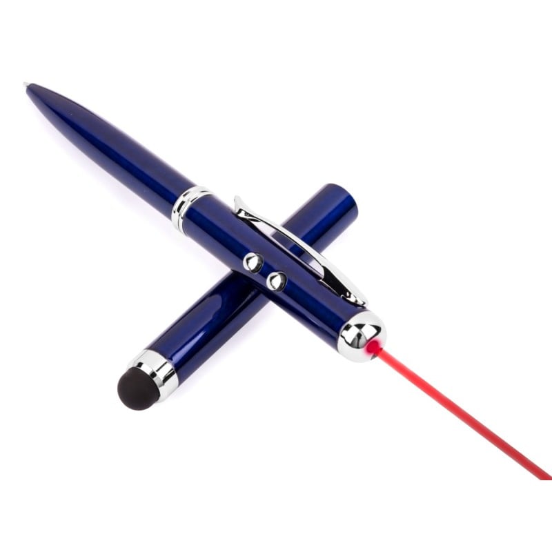 Laserpen - metaal - laser- en lichtfuncties - met stylus - blauwe inkt
