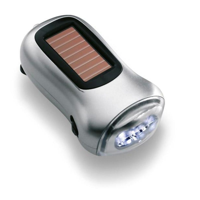 LED zaklamp op zonne-energie en dynamo - kunststof - 40mAh batterij