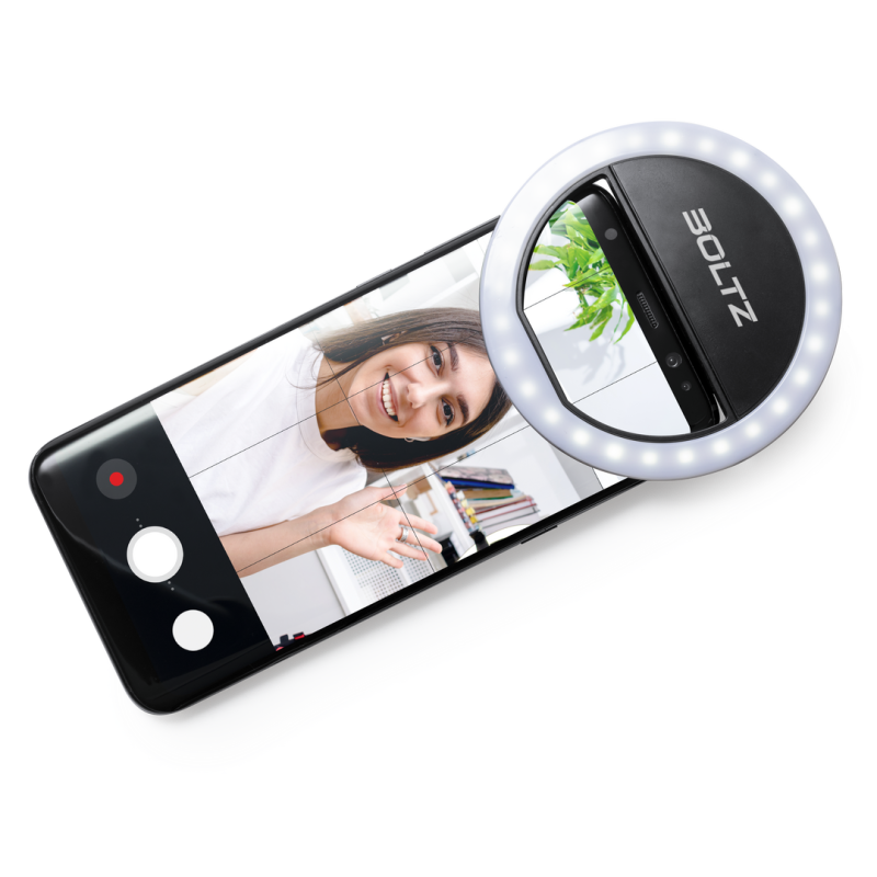 Lichtgevende ring voor smartphone - kunststof - 28 LED's - oplaadbaar