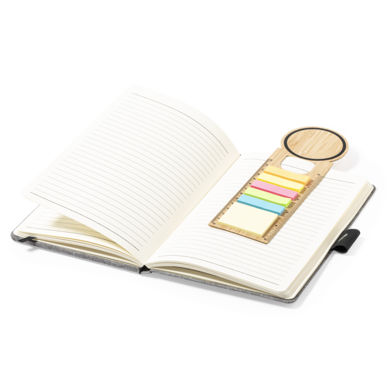 Tecin liniaal - bamboe - 13 cm - boekenlegger met plakbriefjes