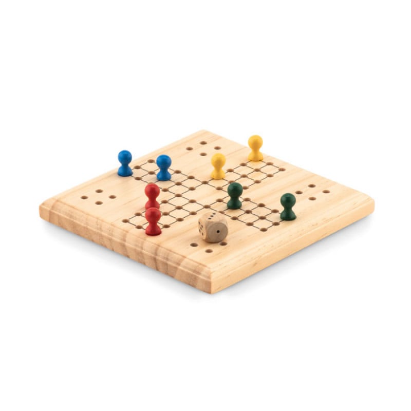 Ludo bordspel - mens erger je niet - hout - verpakt in katoenen zakje