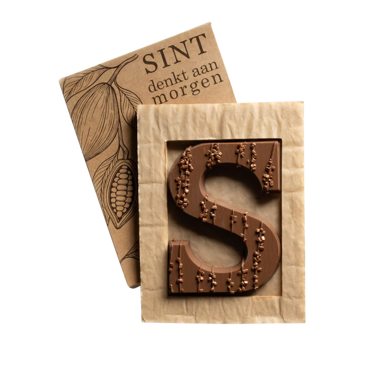 Chocoladeletter S - brons - melk - 140 gram - onbedrukt