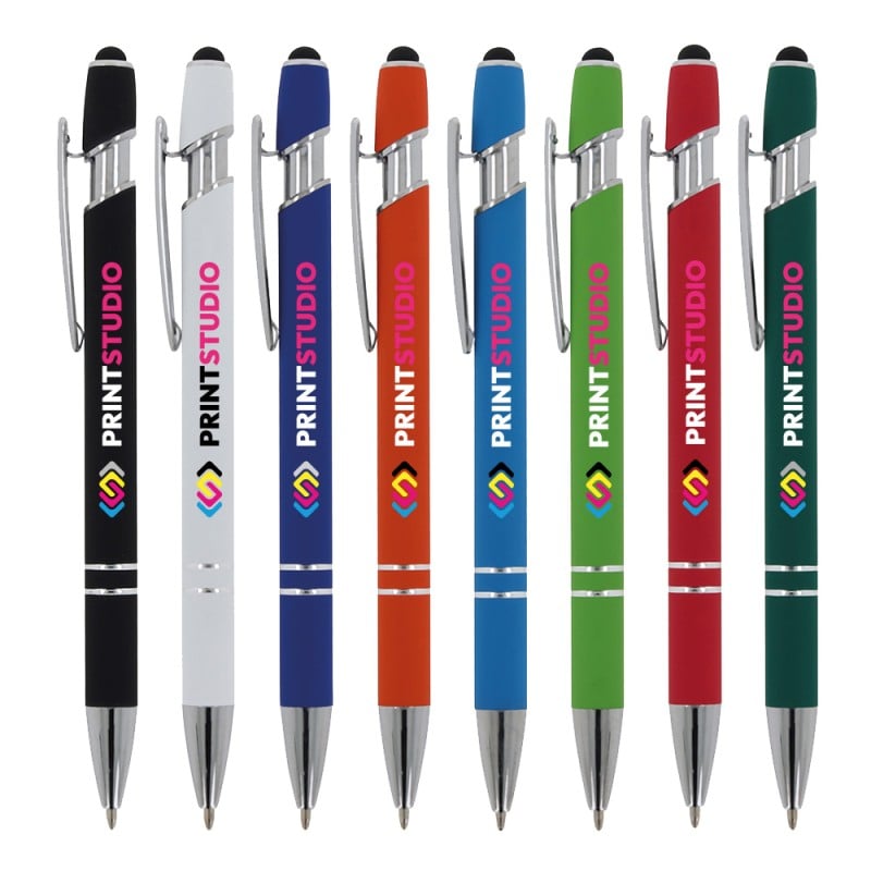 Lyon soft touch stylus pen - aluminium - blauwschrijvend